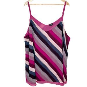 Torrid Diagonal Striped Chiffon Tank Top Womens 5X Colorful Sleeveless Pink